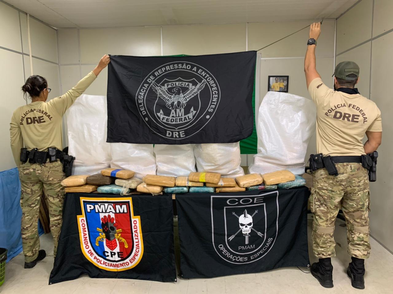 Polícia Militar e Polícia Federal apreendem 100 quilos de drogas em Novo Airão