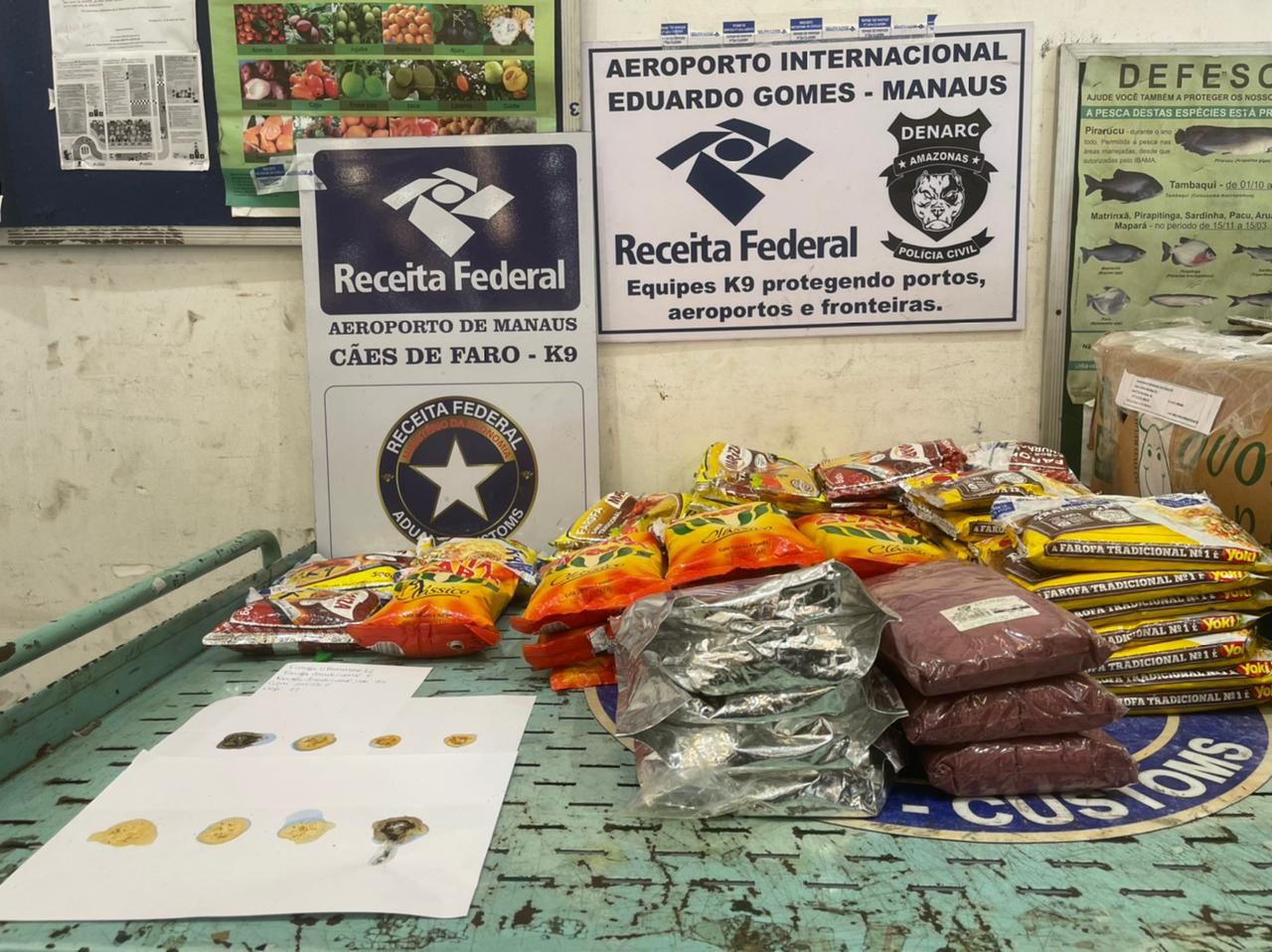 Carga de alimentos que levava droga para a Turquia é apreendida em Manaus