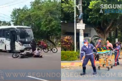 Três pessoas ainda não identificadas, sendo dois homens e uma mulher, se envolveram em um acidente ocorrido na manhã desta segunda-feira (17/02) na avenida Humberto Calderaro Filho, bairro Parque 10, zona centro-sul da capital.