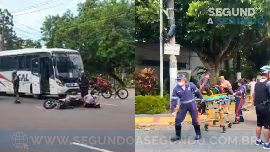 Três pessoas ainda não identificadas, sendo dois homens e uma mulher, se envolveram em um acidente ocorrido na manhã desta segunda-feira (17/02) na avenida Humberto Calderaro Filho, bairro Parque 10, zona centro-sul da capital.
