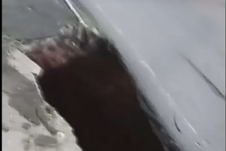 Cratera em frente ao Studio 5 preocupa pedestres e motoristas