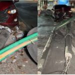 Carro bate em poste em Manaus