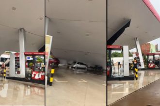 Vídeo: posto de combustíveis desaba sobre carros