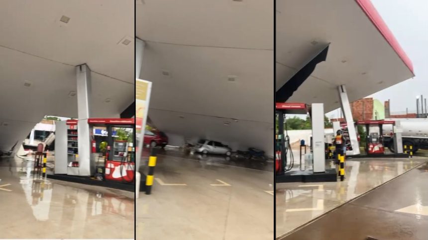 Vídeo: posto de combustíveis desaba sobre carros