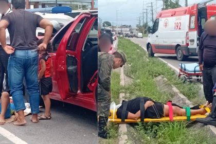 Colisão entre carros deixa grávida e criança feridos