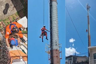 Homem resgatado de torre em Manaus