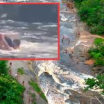 Mulher arrastada na corredeira