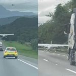 Avião faz pouso forçado em rodovia de Santa Catarina