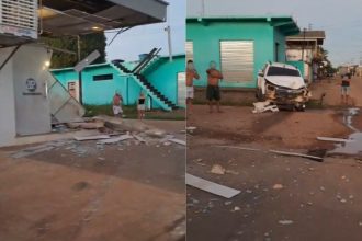 Vídeo: carro desgovernado destrói supermercado no Amazonas