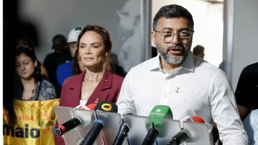 Governador Wilson Lima em coletia na vistoria obras do Centro Integrado de Atendimento à Criança e ao Adolescente