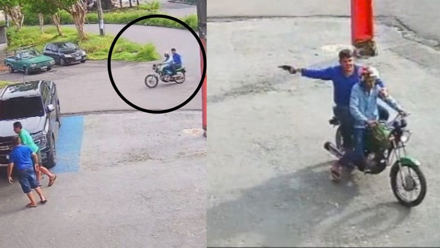 Vídeo: Dupla em moto assalta pedestres e dispara tiros em Manaus