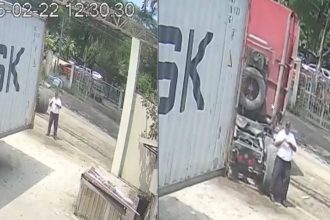 VÃdeo mostra homem sendo atropelado por caminhão ao andar distraÃdo com celular