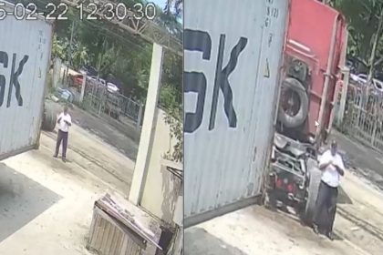 Vídeo mostra homem sendo atropelado por caminhão ao andar distraído com celular