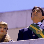 Fernando Collor de Melo em 15 de março de 1990 tomando posse como presidente da República eleito