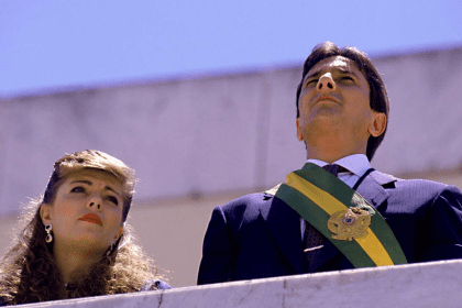 Fernando Collor de Melo em 15 de março de 1990 tomando posse como presidente da República eleito