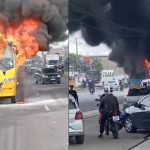 Vídeo: Micro-ônibus 'Amarelinho' é consumido por incêndio na zona leste de Manaus