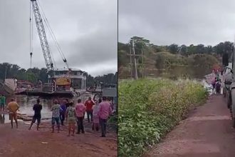 Vídeo: Caminhão cai no rio ao tentar entrar em balsa