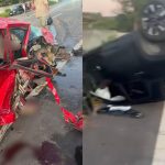 Mulher tem perna amputada em acidente na AM-070