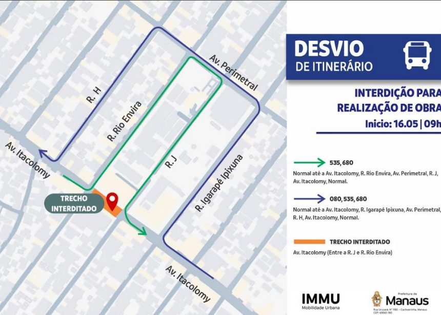 Avenida Itacolomy tem interdição a partir desta quinta