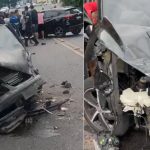 Acidente de trânsito na ponte Educandos-Cachoeirinha: carro destruído.