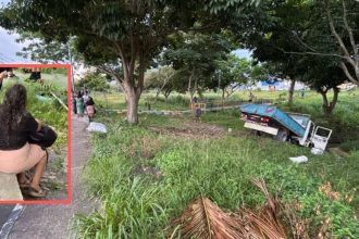 Caminhão desgovernado em acidente na Avenida das Torres em Manaus