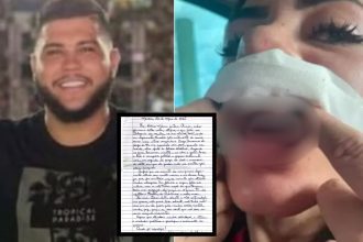 Carta escrita por Kaline Milena em que ela retira a acusação de agressão contra o cantor Diego Damasceno.