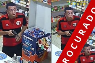 Vídeo: Rocam procura homem que assaltou drogaria em Manaus