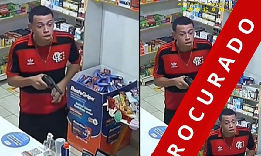 Vídeo: Rocam procura homem que assaltou drogaria em Manaus