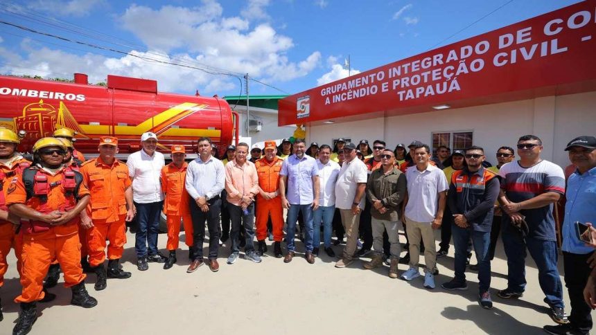 O governador Wilson Lima inaugura o Grupamento Integrado de Combate a Incêndio e Proteção Civil (GCIP) em Tapauá, Amazonas.