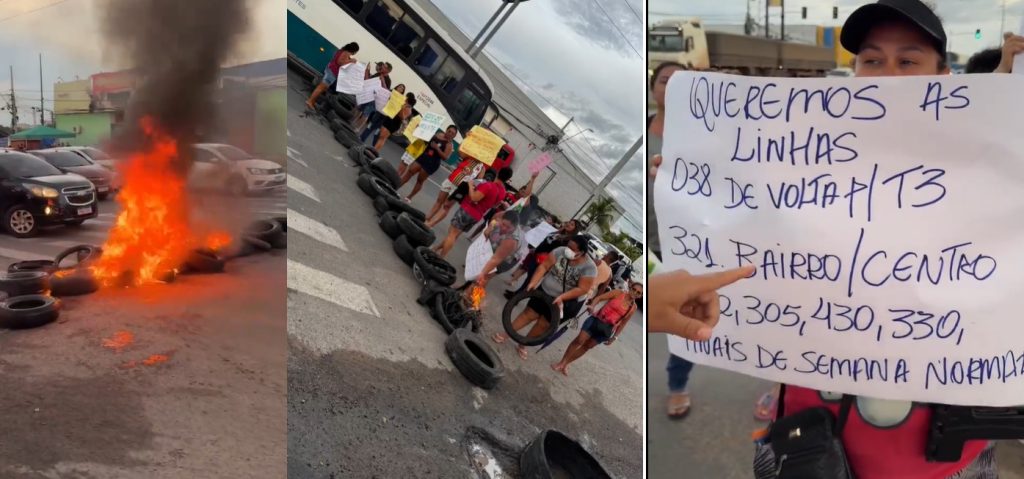 Moradores protestam na Torquato Tapajós contra mudança no itinerário dos ônibus na Zona Norte Foto: reprodução/redes sociais