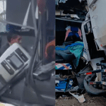 Imagem colorida mostra acidente na AM-010 neste domingo 1º de junho