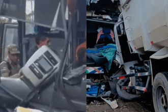 Imagem colorida mostra acidente na AM-010 neste domingo 1º de junho