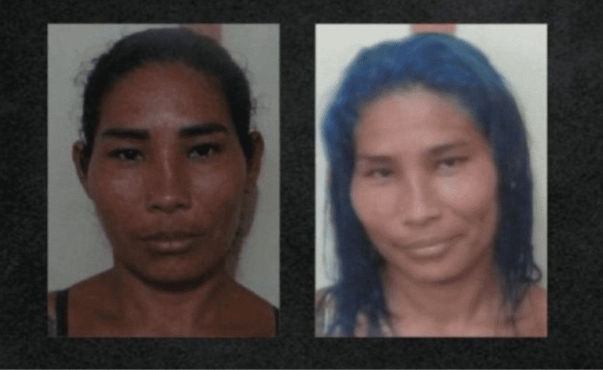 Imagem colorida mostra duas fotos de procurada por crime em Manacapuru