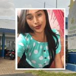 Ilustração mostra mulher procurada em moldura em frente a delegacia de polícia em Manacapuru, Amazonas.