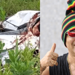 Imagem colorida mostra imagem do carro de Wanderley Andrade após acidente e Wanderley Andrade sorrindo