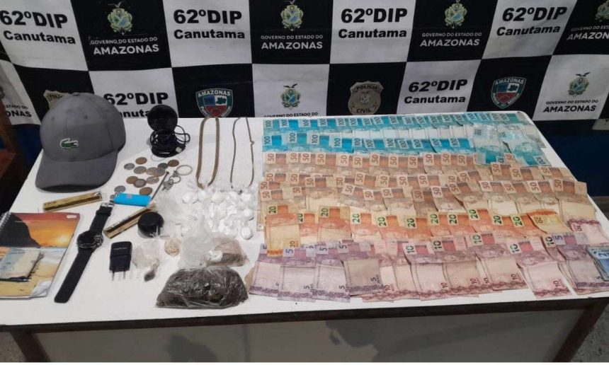 Apreensão de drogas, dinheiro e objetos em Canutama pela Polícia Civil do Amazonas.