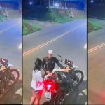 Assalto a entregador de aplicativo na Avenida Mulateiro. Cena de crime registrada por câmera.