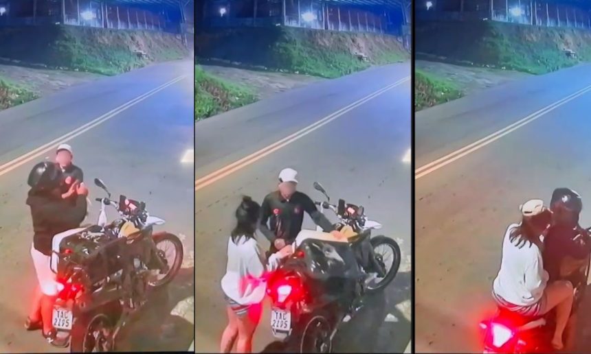 Assalto a entregador de aplicativo na Avenida Mulateiro. Cena de crime registrada por câmera.