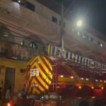 Bombeiros em ação em incêndio em prédio residencial