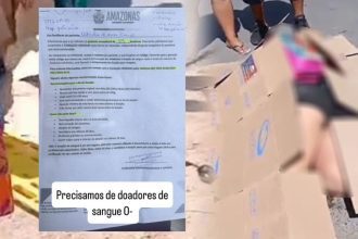 Documento de solicitação de doação de sangue para Adricélia de Souza Picanço, tipo O negativo.