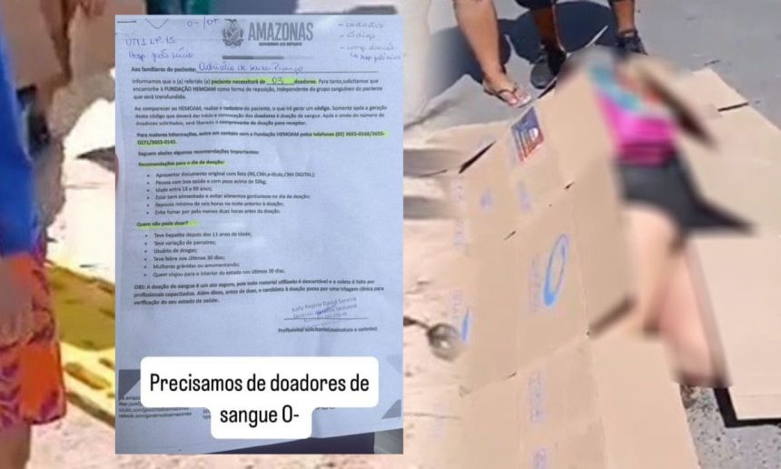 Documento de solicitação de doação de sangue para Adricélia de Souza Picanço, tipo O negativo.