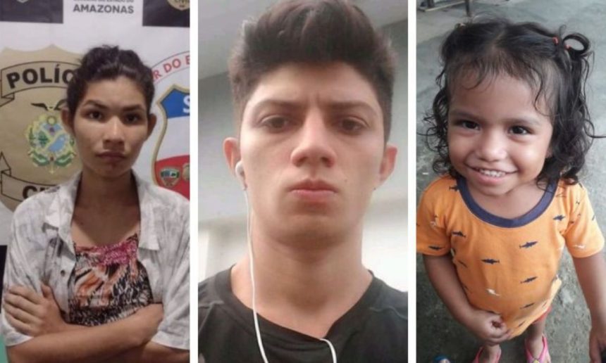 Fotos de John Lenon Menezes, Ana Beatriz Barbosa e criança. Condenados por crime.