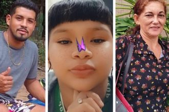 Fotos de três pessoas desaparecidas em Manaus divulgadas pela polícia.