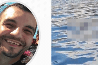 Imagem colorida mostra identidade e corpo de pessoa no Igarapé do São Raimundo