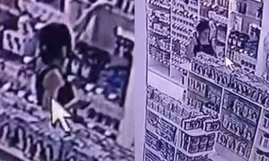 Imagens de câmeras de segurança mostram duas mulheres furtando em drogaria em Manaus.