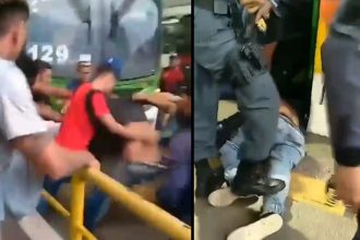 Jovem é agredido por populares após suspeita de furto em terminal de ônibus.