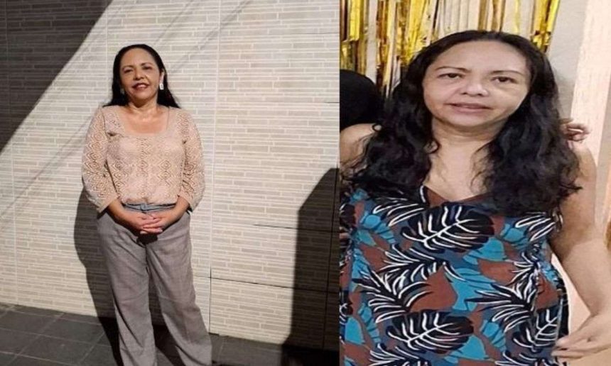 Mulher desaparecida, Adriana Kiê Hara, em duas fotos: uma posando e outra em ambiente interno.