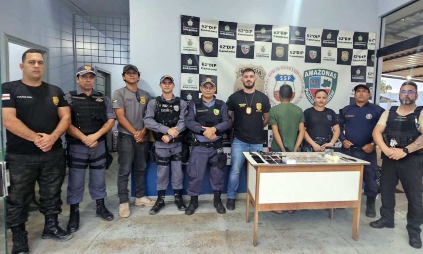 Prisão de Deivison da Silva Neres, conhecido como “Jaca”, por tráfico de drogas em Canutama.