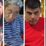 Quatro pessoas desaparecidas em Manaus, Brasil. Fotos de rostos em sequência.