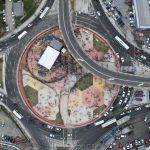 Vista aérea do Complexo Viário Rei Pelé com sinais de vandalismo após a inauguração.